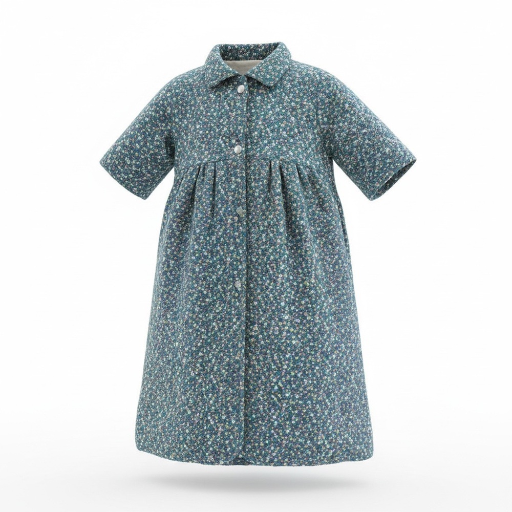Vintage Cotton Quilted Long Housecoat